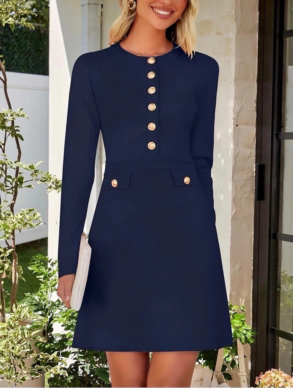 Nenona NWT Women's Navy Button Front Mini Dress xl